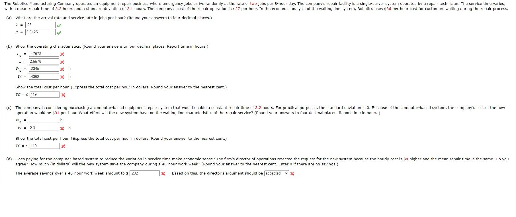 (a) What are the arrival rate and service rate in