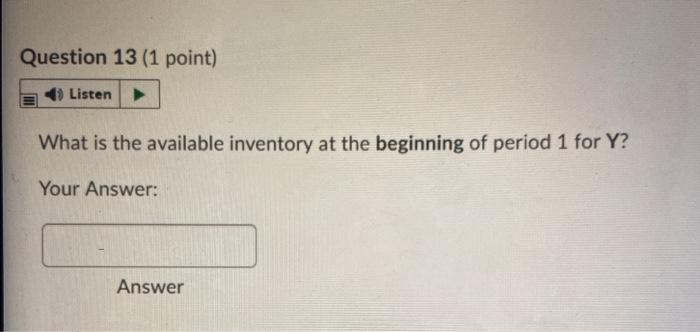 help Use the following inventory information for