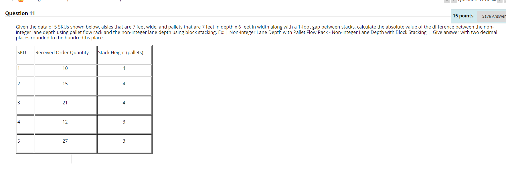 Question 11 15 points Save Answer Given the data