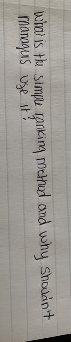 what is the simple ranking method and why