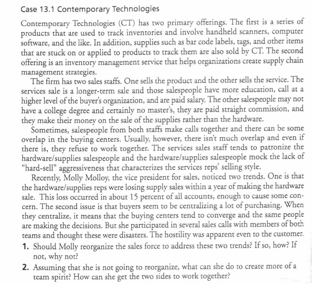 Case 13.1 Contemporary Technologies Contemporary