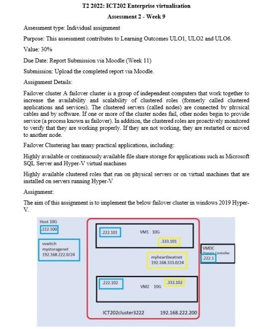 Assessment 2 - Week 9 Assessment type: Individual