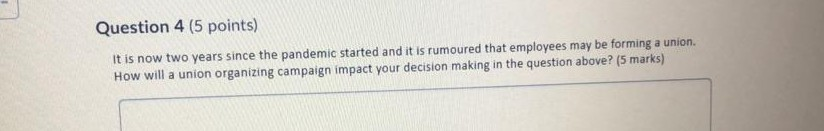Question 4 (5 points) It is now two years since
