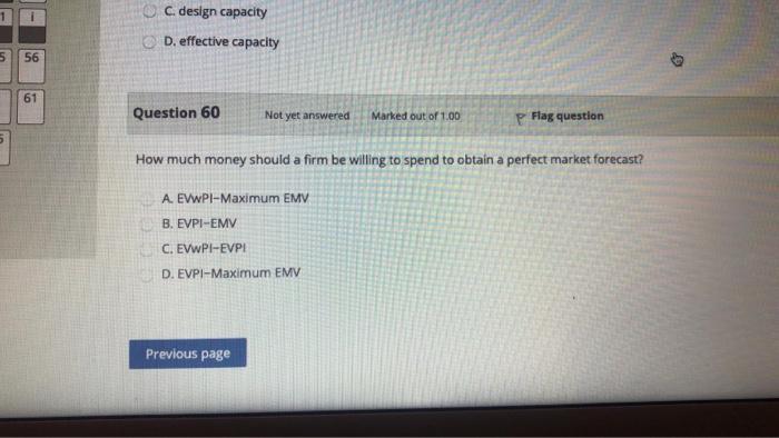 1 C. design capacity D. effective capacity 5 56