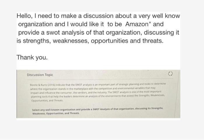 Hello, I need to make a discussion about a very