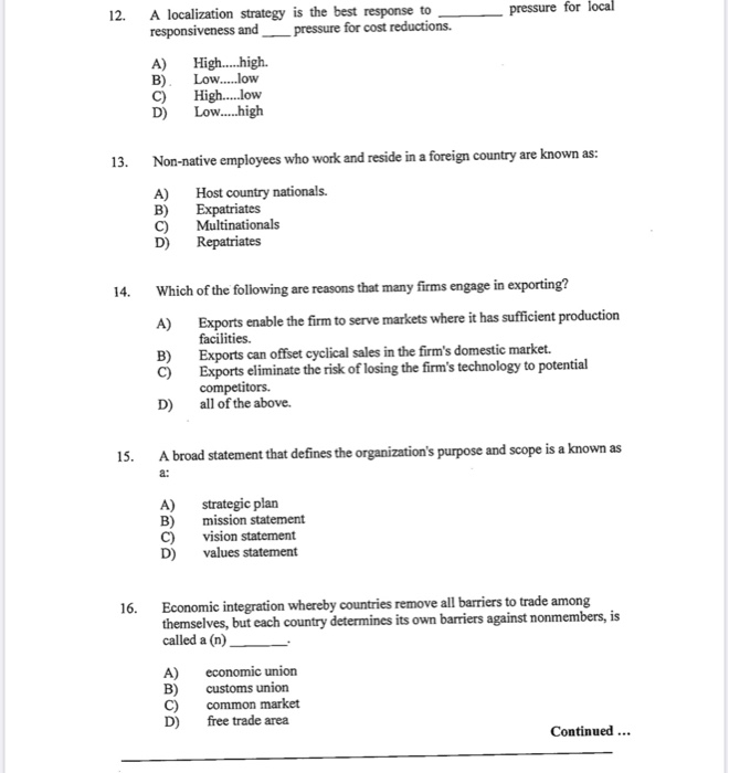 12. _ pressure for local A localization strategy