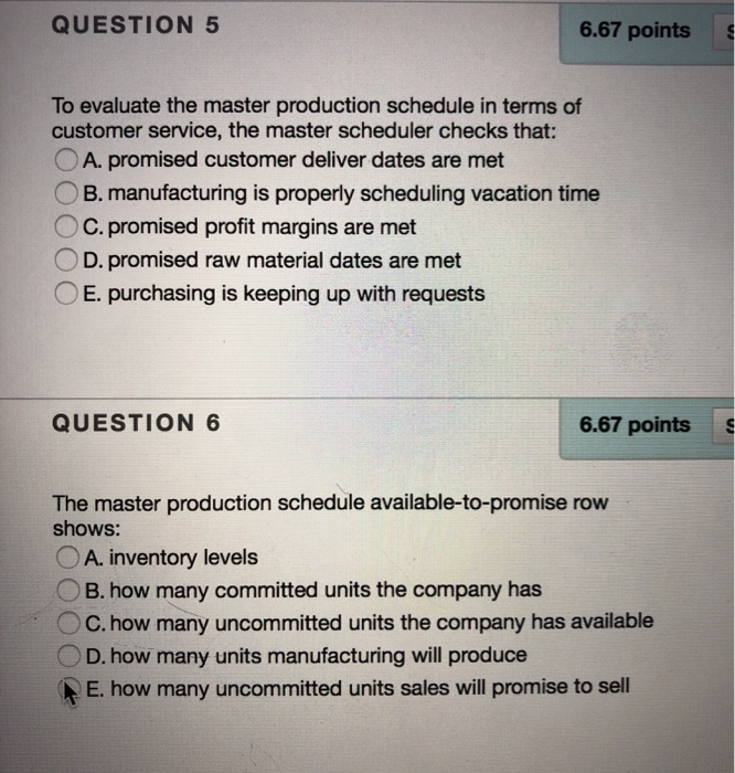 QUESTION 5 6.67 points To evaluate the master