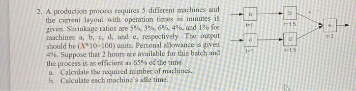x= 8 a b 1=1 11.5 V e t=2 d 2. A production