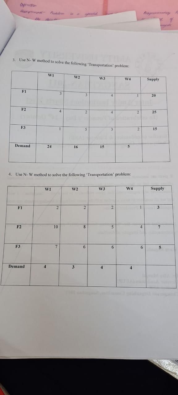 Program % op 3. Use N- W method to solve the