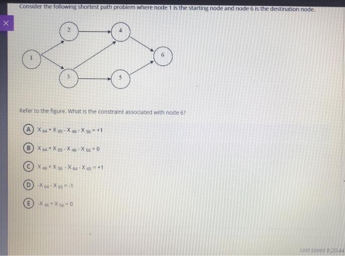 Consider the following shortest path problem