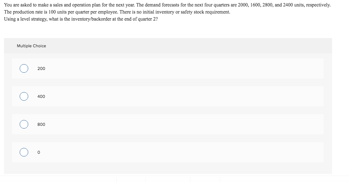 You are asked to make a sales and operation plan