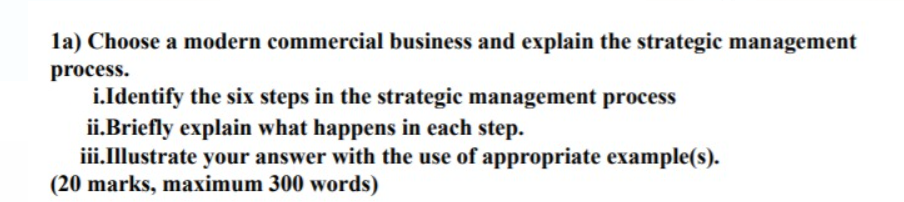 1a) Choose a modern commercial business and