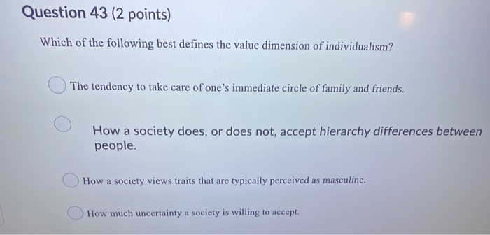 Question 41 (2 points) Which of the following is