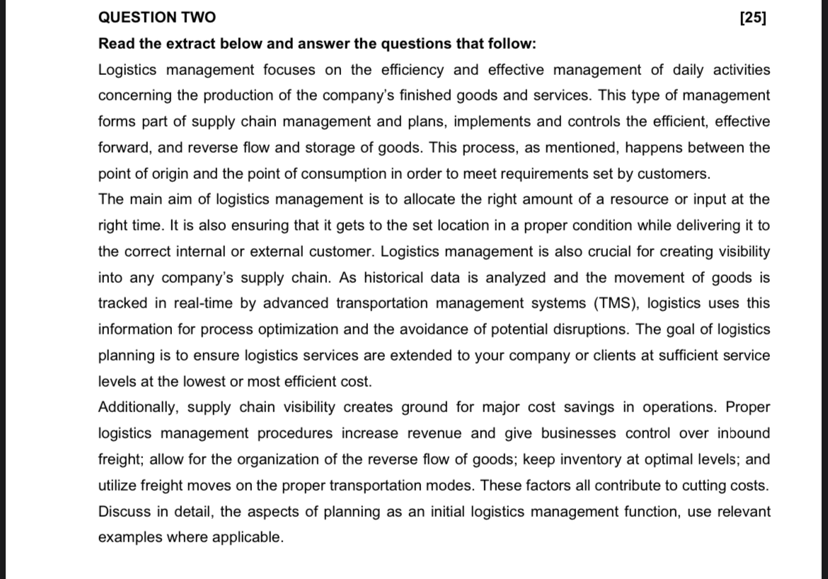QUESTION TWO [25] Read the extract below and