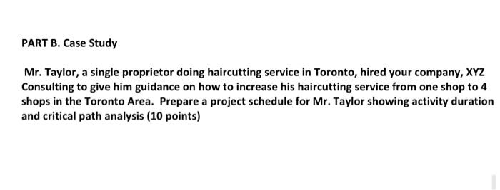 PART B. Case Study Mr. Taylor, a single