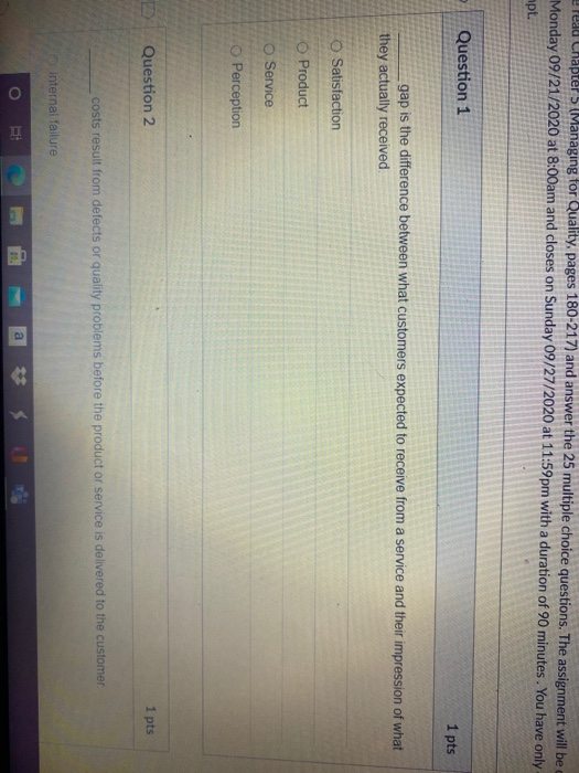 read Chapter 5 (Managing for Quality, pages