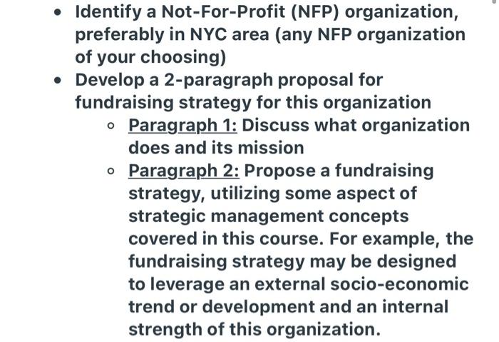 Identify a Not-For-Profit (NFP) organization,