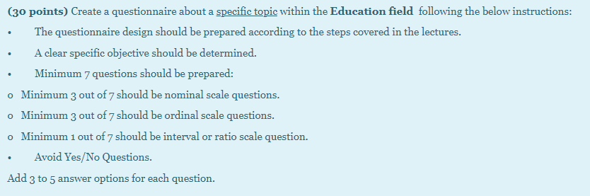 5 questions for each and last part can be 3-4