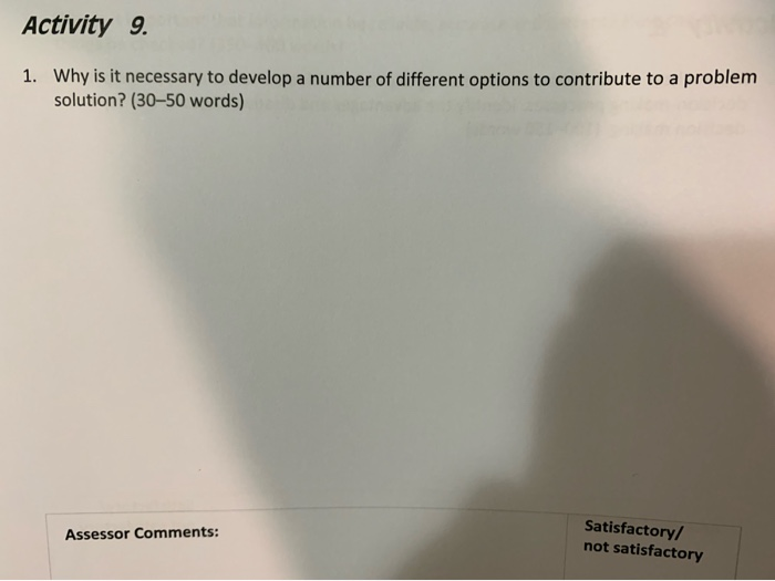 Activity 9. 1. Why is it necessary to develop a