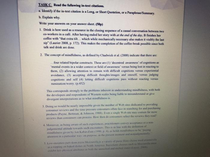 TASK C. Read the following in-text citations 1.