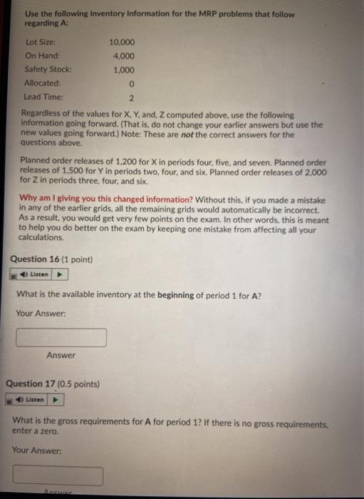 please please! Use the following inventory