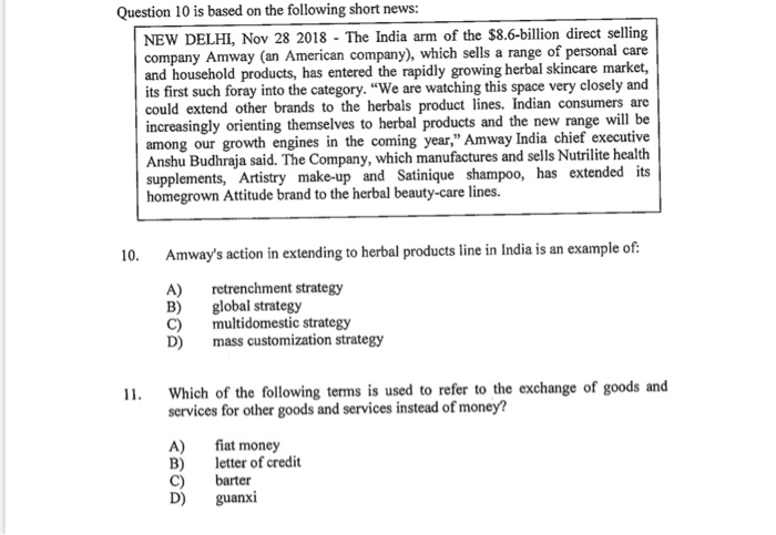 Question 10 is based on the following short news: