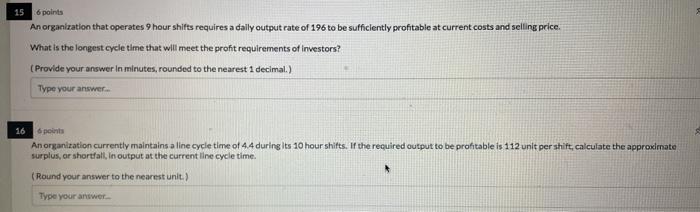 15 6 points An organization that operates 9 hour