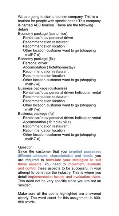 We are going to start a tourism company. This is