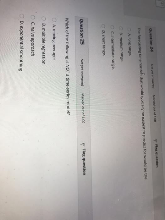 Flag question Marked out of 4.00 Question 23