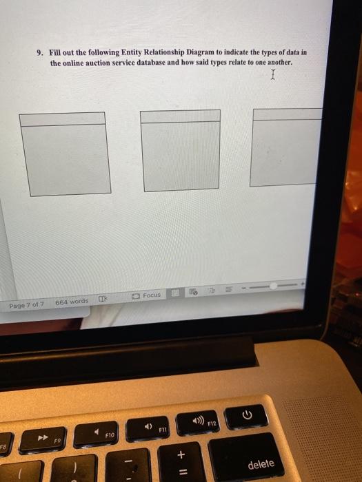 9. Fill out the following Entity Relationship