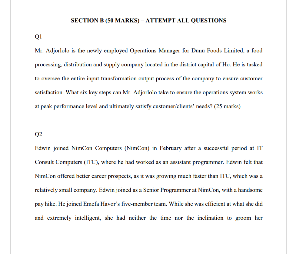 SECTION B (50 MARKS) ATTEMPT ALL QUESTIONS Q1 Mr.