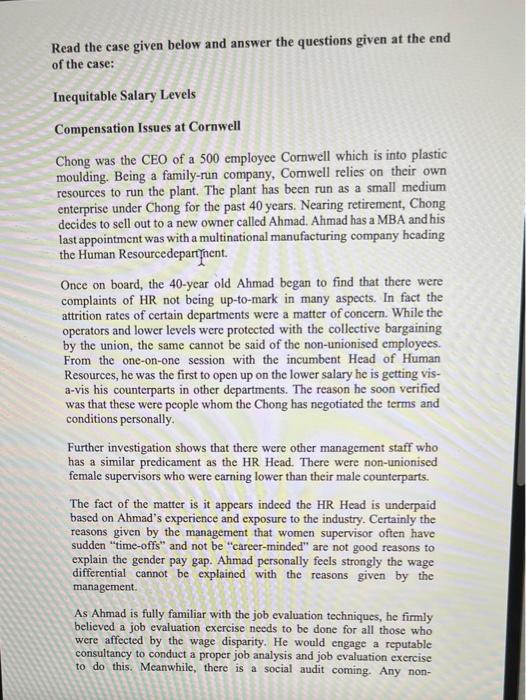 Read the case given below and answer the