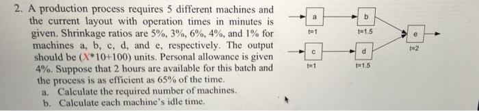X=1 please use a b 1 1.5 e t=2 d 2. A production