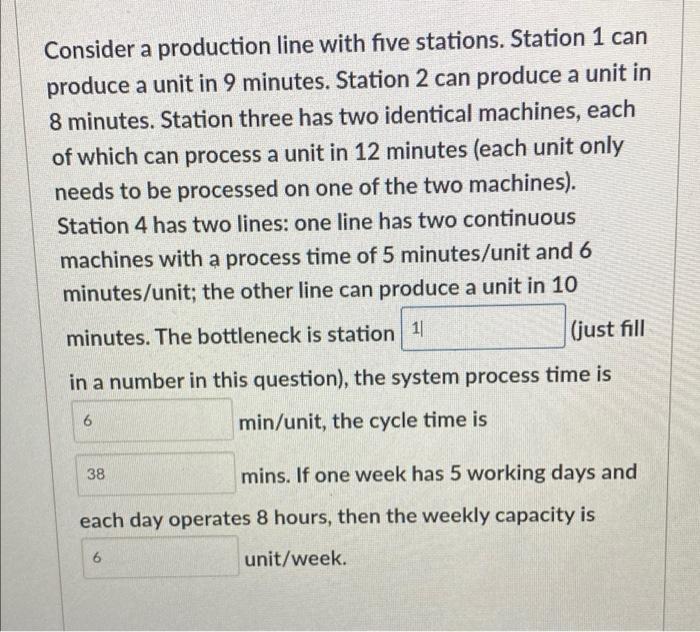Consider a production line with five stations.