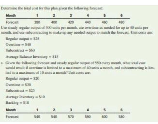 Determine the total cost for this plan given the