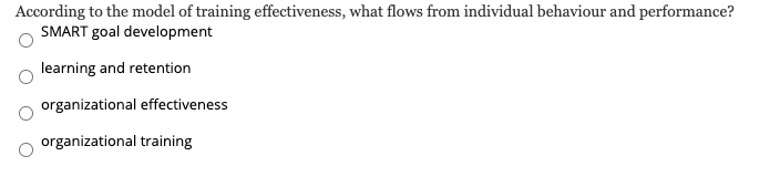 According to the model of training effectiveness,