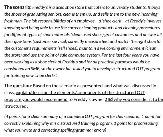 The scenario: Freddy's is a used shoe store that