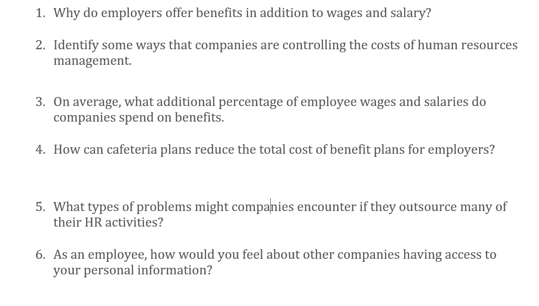 One to two sentence answers are fine. 1. Why do
