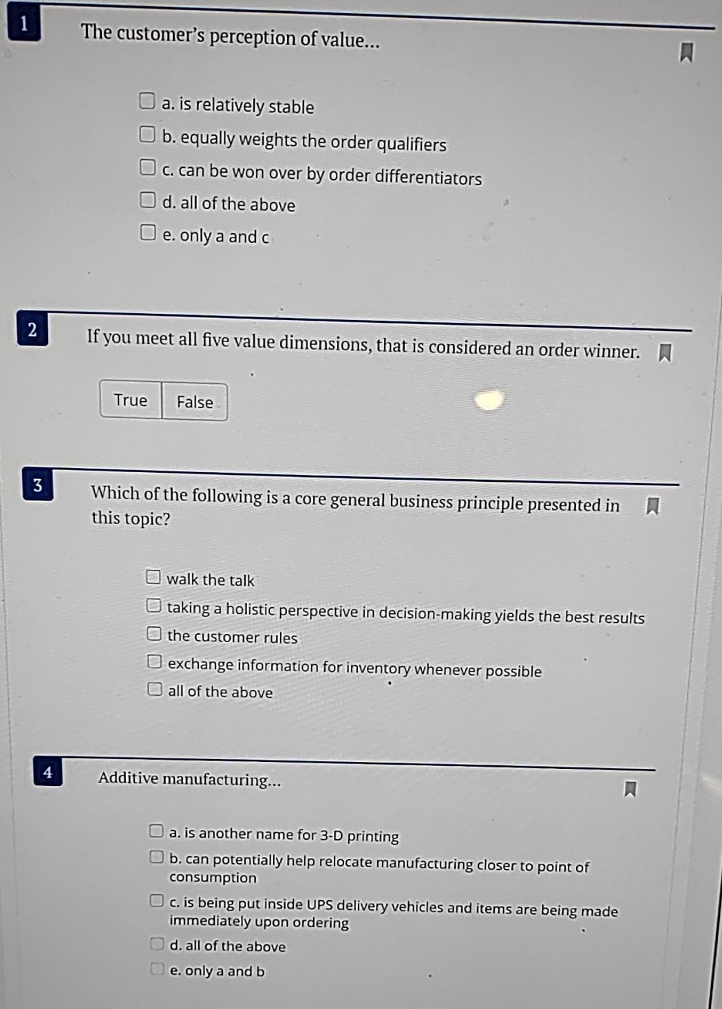 The customer's perception of value... a. is