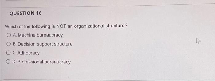 Which of the following is NOT an organizational