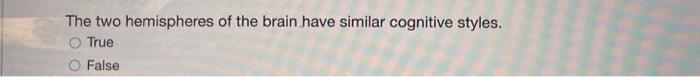The two hemispheres of the brain have similar