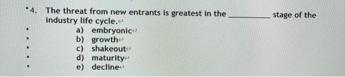 stage of the -4. The threat from new entrants is