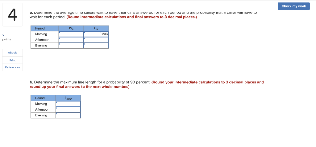 Check my work 4 Problem 18-4 (Algo) 2 points The