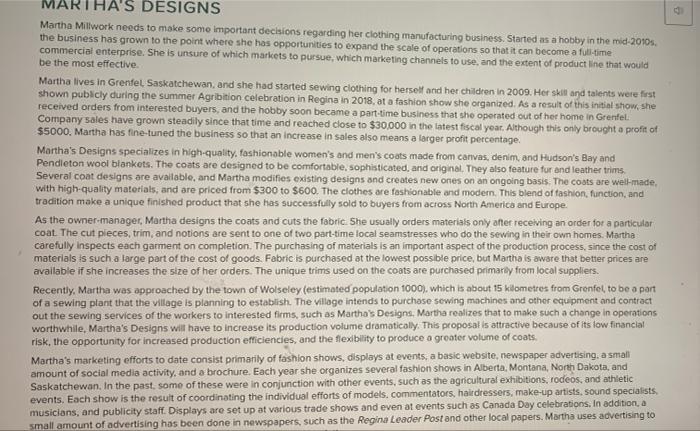 HA'S DESIGNS Martha Millwork needs to make some