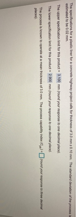 need help on part 3, thanks The specifications