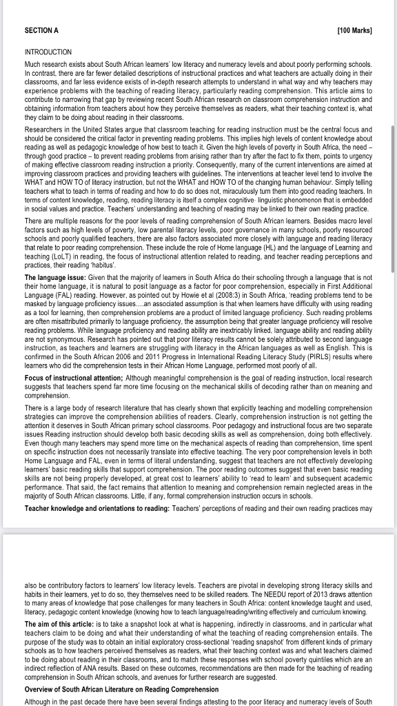 Please assist with question 2 SECTION A [100