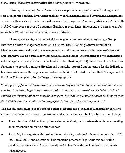 Case Study: Barclays Information Risk Management