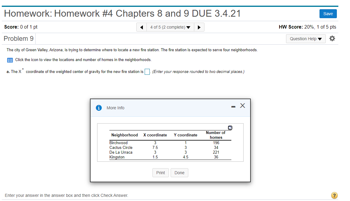 Homework: Homework #4 Chapters 8 and 9 DUE 3.4.21