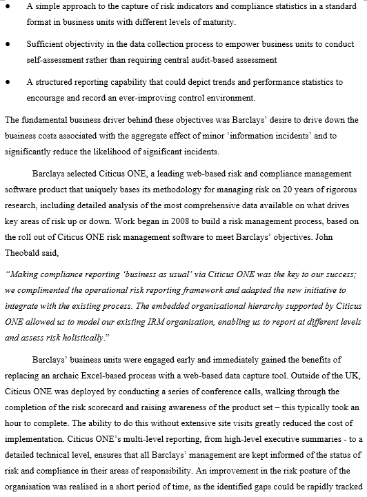 Case Study: Barclays Information Risk Management