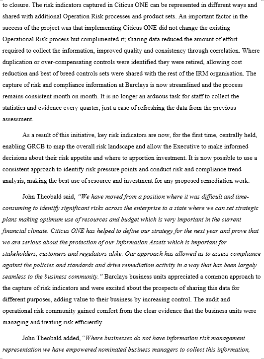 Case Study: Barclays Information Risk Management